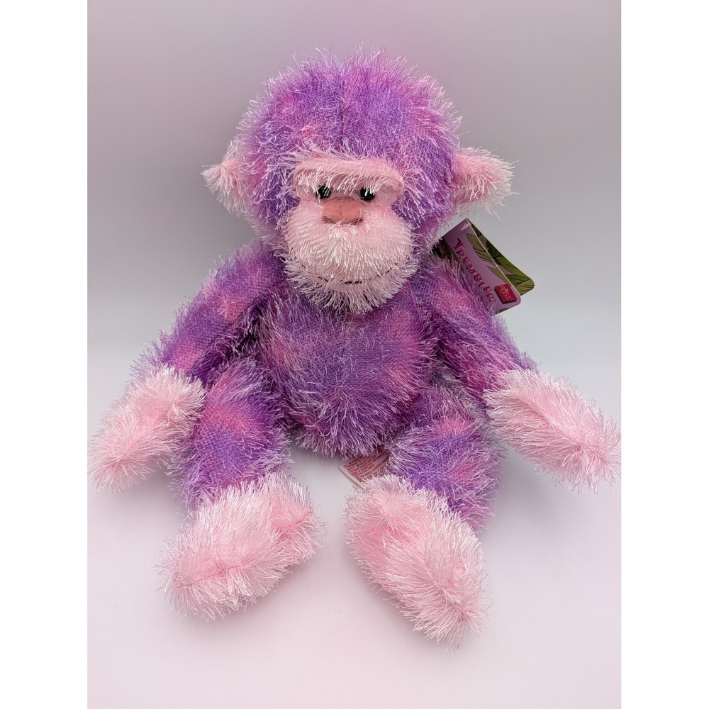 Russ Berrie Trembles Monkey Purple Pink Fuzzy Shaking Vibrating Plush Works